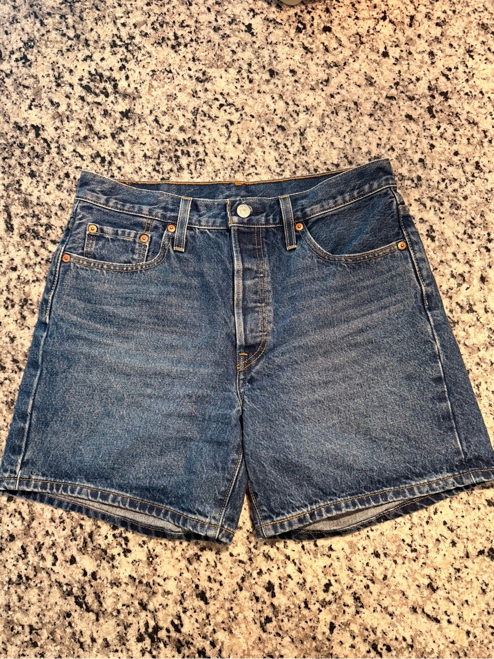 Levis 501 High Rise Medium Wash Denim Shorts Cut Offs Size 29
